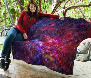 Red Purple Nebula Galaxy Space Print Quilt