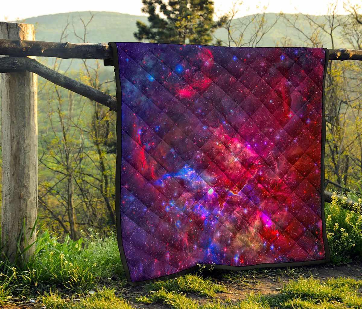 Red Purple Nebula Galaxy Space Print Quilt