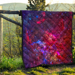 Red Purple Nebula Galaxy Space Print Quilt