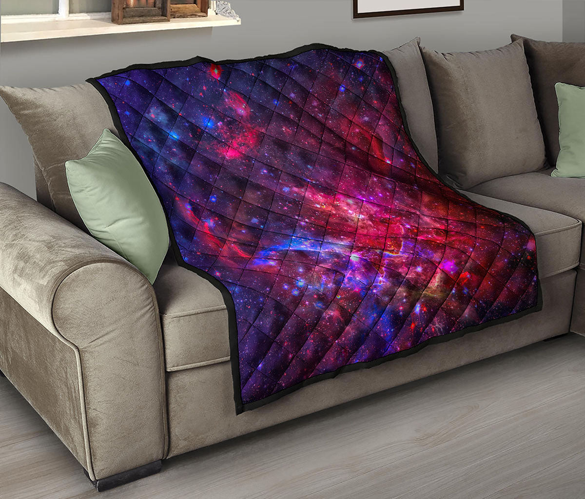 Red Purple Nebula Galaxy Space Print Quilt