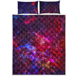 Red Purple Nebula Galaxy Space Print Quilt Bed Set