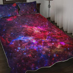 Red Purple Nebula Galaxy Space Print Quilt Bed Set