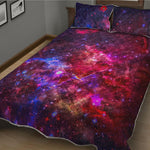 Red Purple Nebula Galaxy Space Print Quilt Bed Set