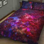 Red Purple Nebula Galaxy Space Print Quilt Bed Set