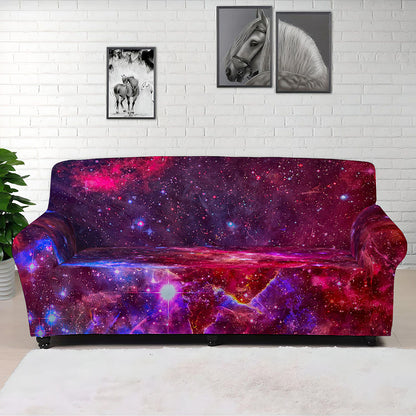 Red Purple Nebula Galaxy Space Print Sofa Cover