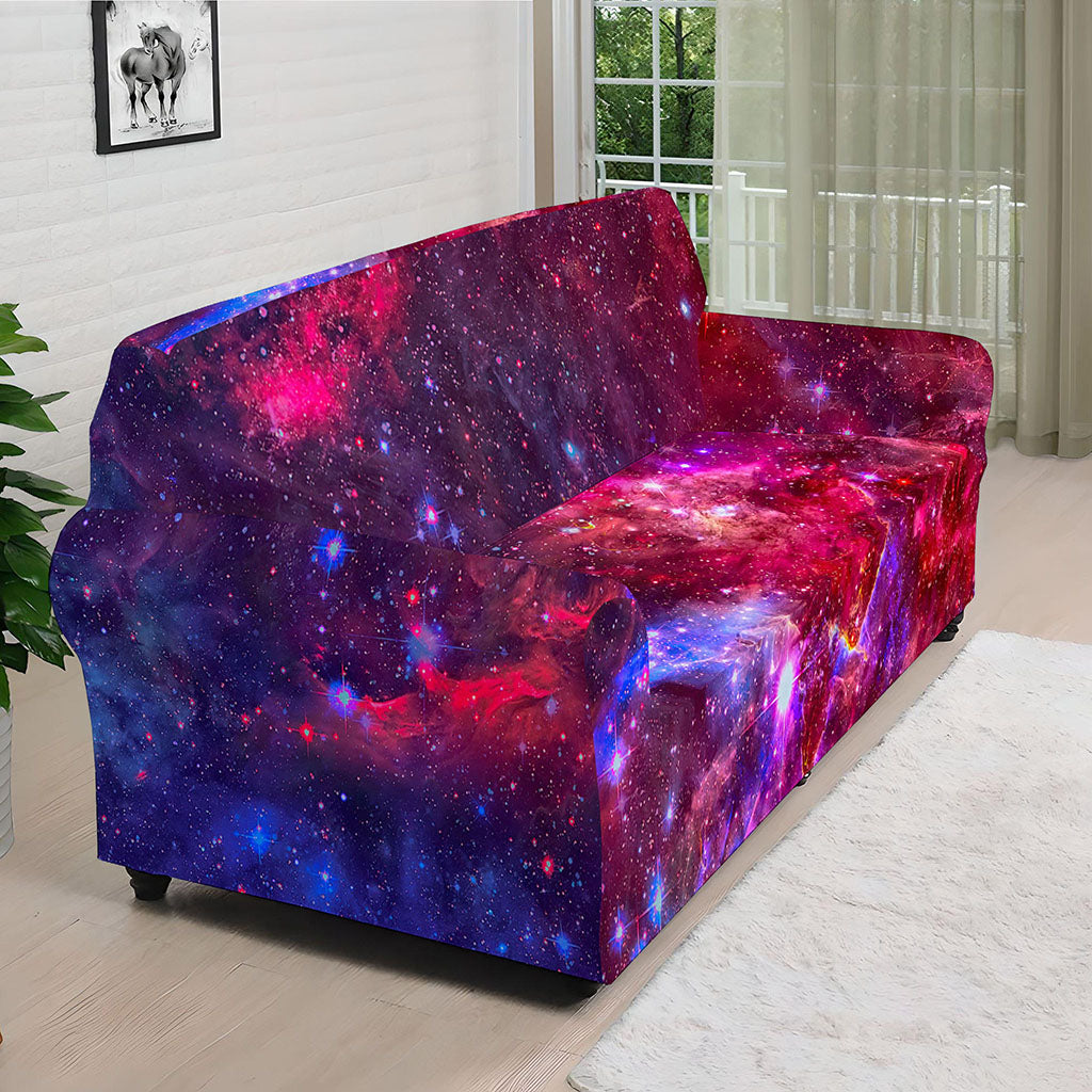 Red Purple Nebula Galaxy Space Print Sofa Cover