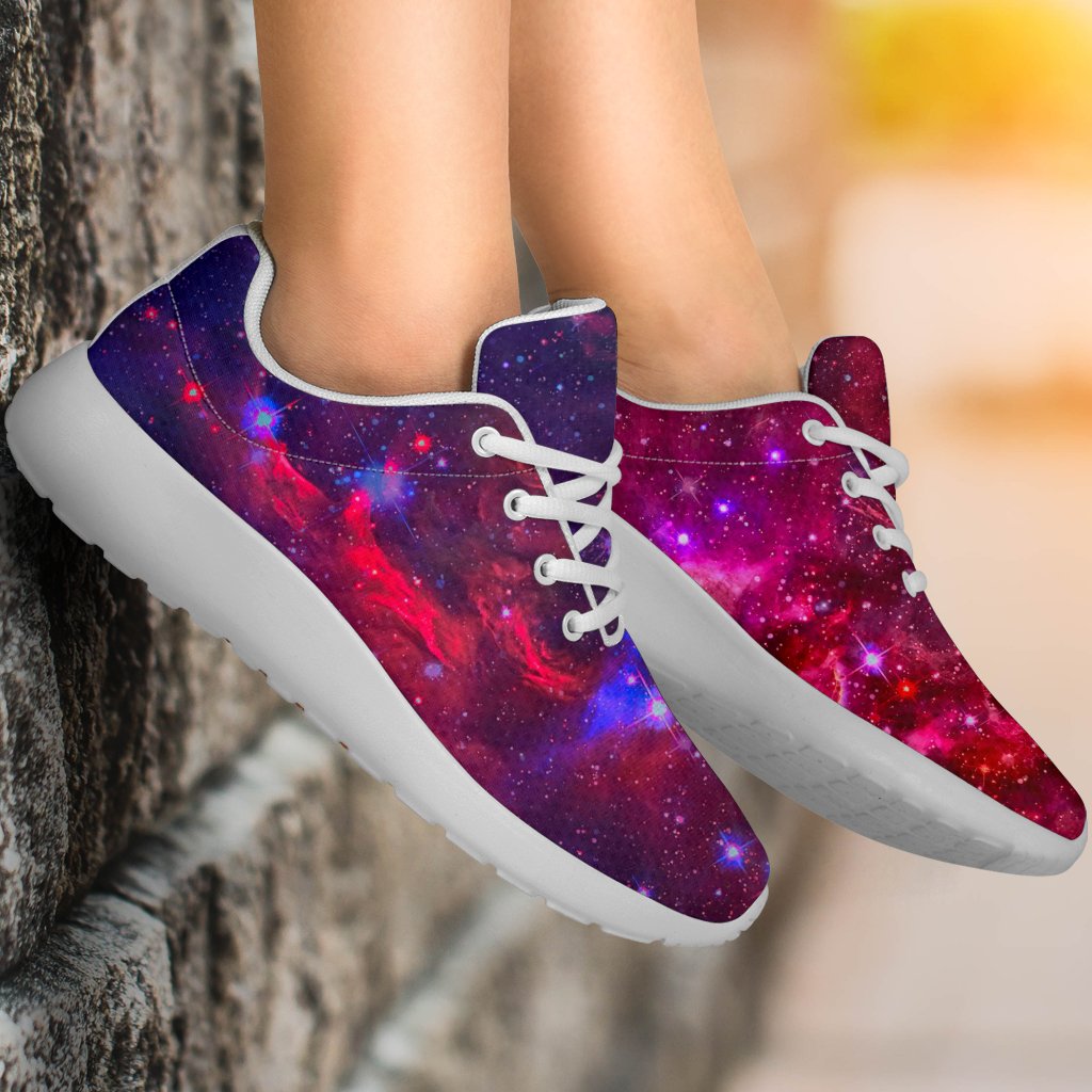 Red Purple Nebula Galaxy Space Print Sport Shoes GearFrost