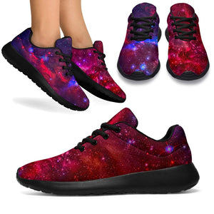 Red Purple Nebula Galaxy Space Print Sport Shoes GearFrost