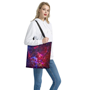 Red Purple Nebula Galaxy Space Print Tote Bag