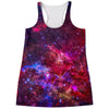 Red Purple Nebula Galaxy Space Print Women's Racerback Tank Top