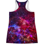 Red Purple Nebula Galaxy Space Print Women's Racerback Tank Top