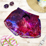 Red Purple Nebula Galaxy Space Print Women's Shorts