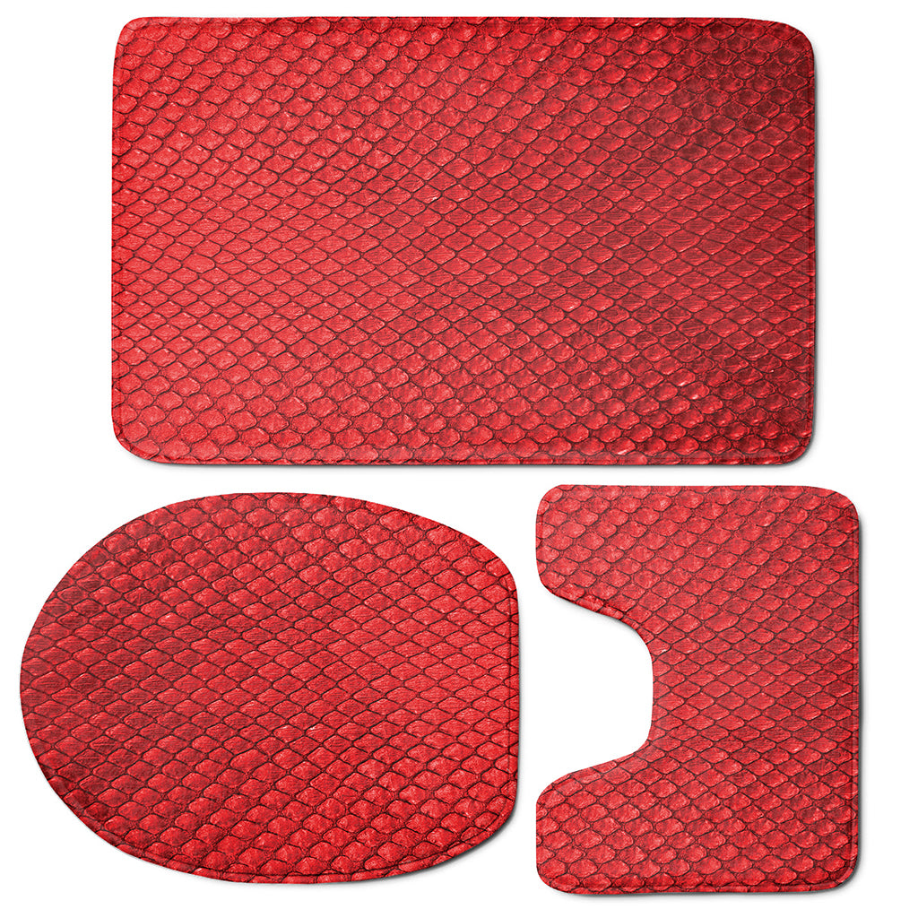 Red Python Snakeskin Print 3 Piece Bath Mat Set