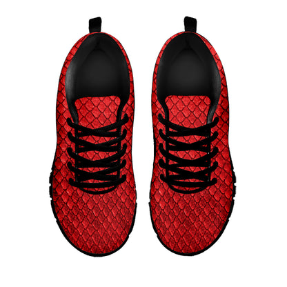Red Python Snakeskin Print Black Sneakers