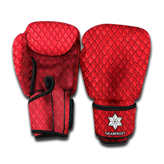 Red Python Snakeskin Print Boxing Gloves