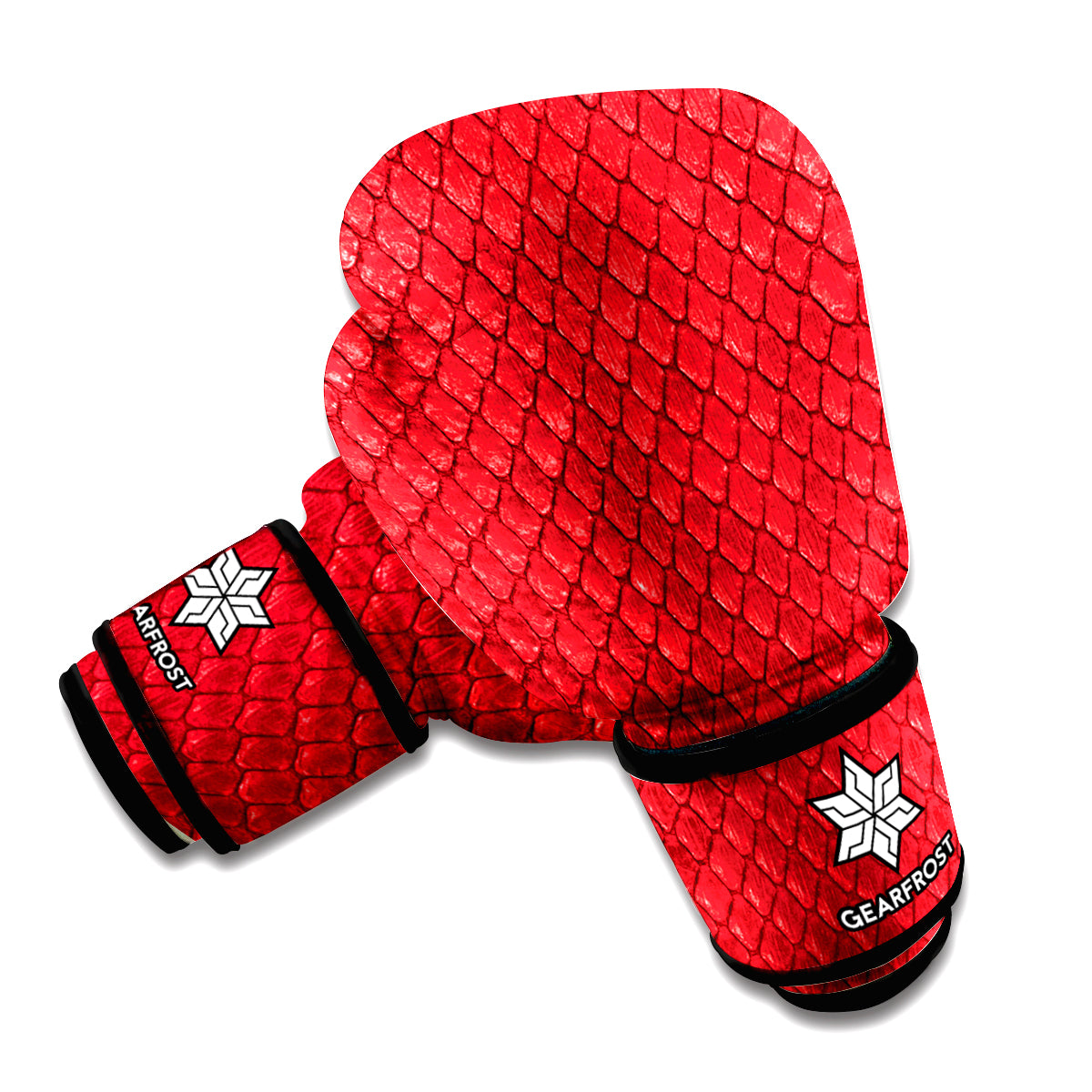 Red Python Snakeskin Print Boxing Gloves