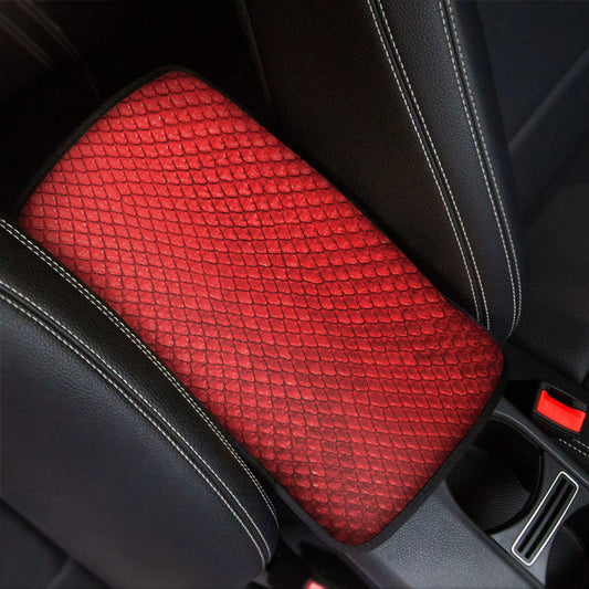 Red Python Snakeskin Print Car Center Console Cover