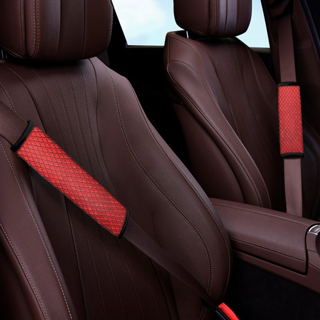 Red Python Snakeskin Print Car Seat Belt Covers