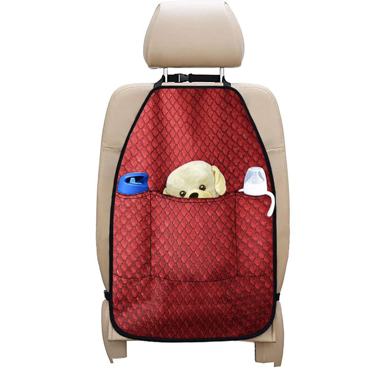 Red Python Snakeskin Print Car Seat Organizers