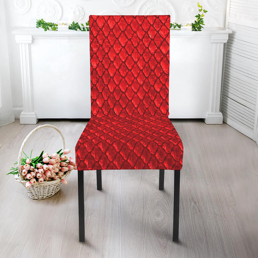 Red Python Snakeskin Print Dining Chair Slipcover