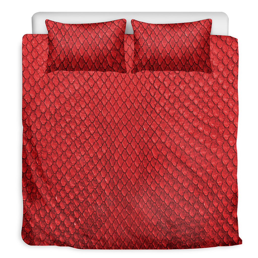 Red Python Snakeskin Print Duvet Cover Bedding Set