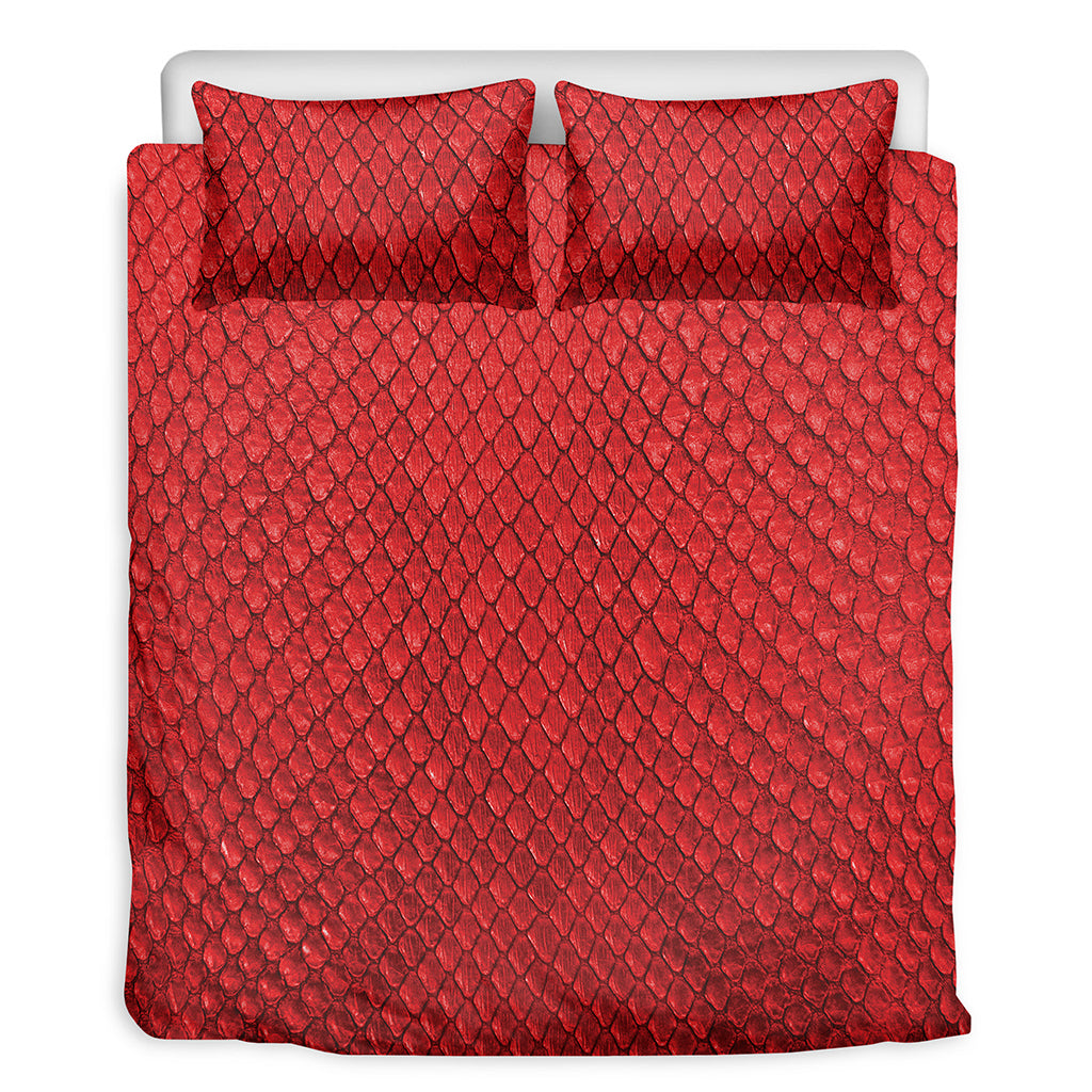 Red Python Snakeskin Print Duvet Cover Bedding Set