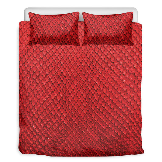 Red Python Snakeskin Print Duvet Cover Bedding Set