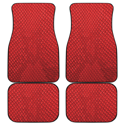 Red Python Snakeskin Print Front and Back Car Floor Mats