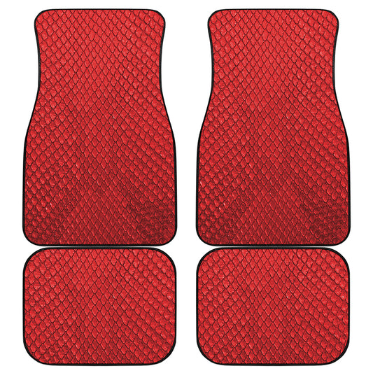 Red Python Snakeskin Print Front and Back Car Floor Mats