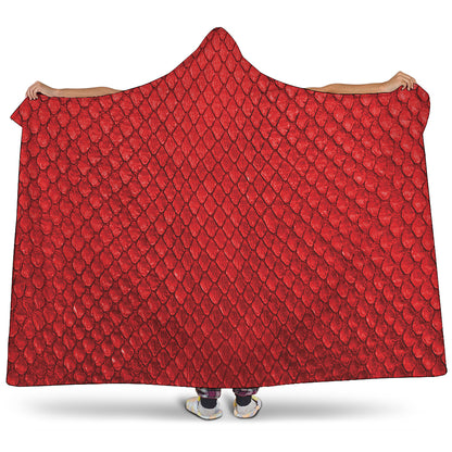 Red Python Snakeskin Print Hooded Blanket