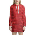 Red Python Snakeskin Print Pullover Hoodie Dress