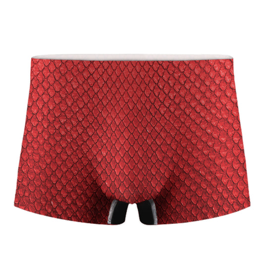 Red Python Snakeskin Print Men's Boxer Briefs