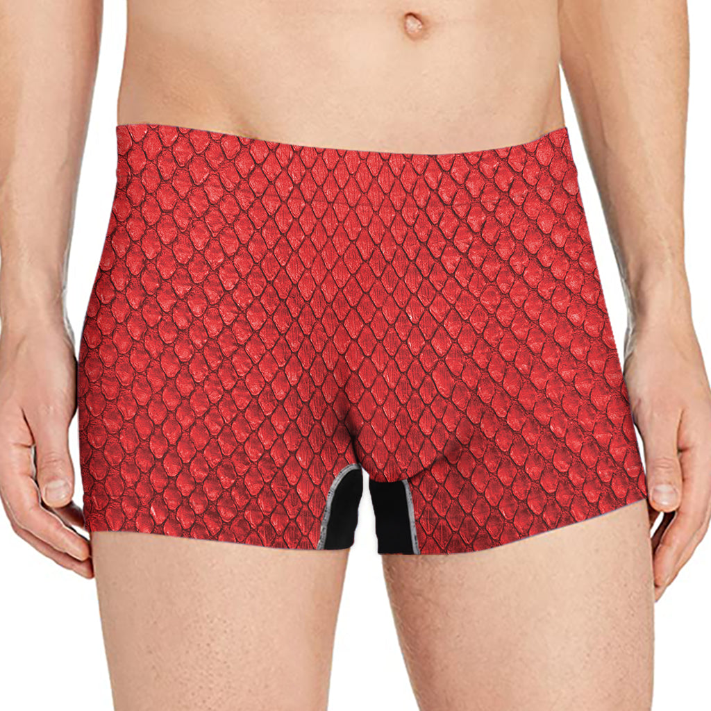 Red Python Snakeskin Print Men's Boxer Briefs