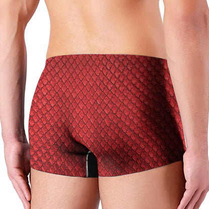 Red Python Snakeskin Print Men's Boxer Briefs