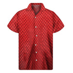 Red Python Snakeskin Print Men's Short Sleeve Shirt
