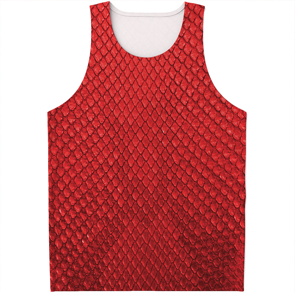 Red Python Snakeskin Print Men's Tank Top