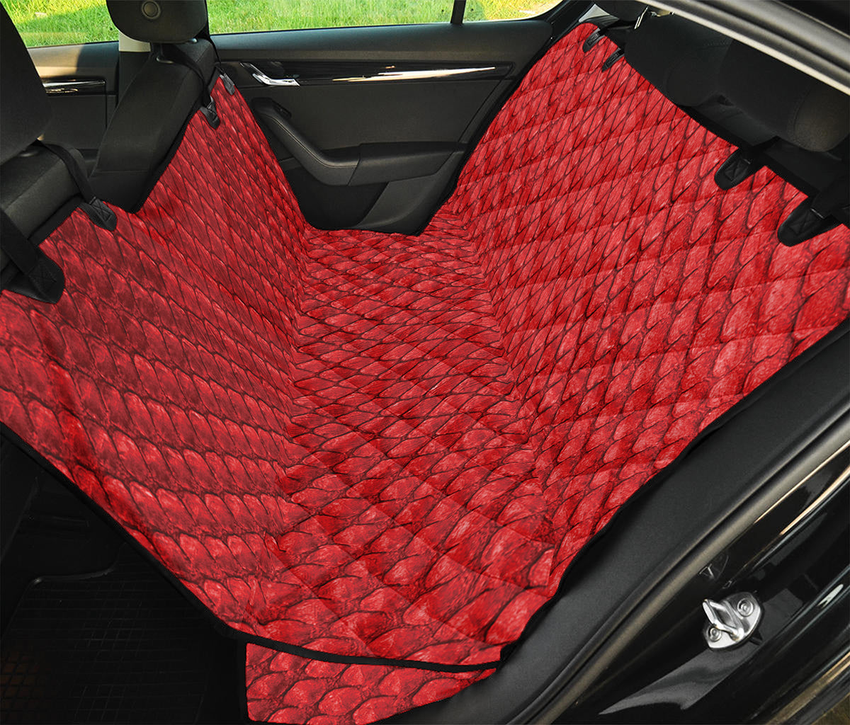Red Python Snakeskin Print Pet Car Back Seat Cover