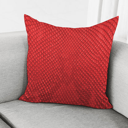 Red Python Snakeskin Print Pillow Cover