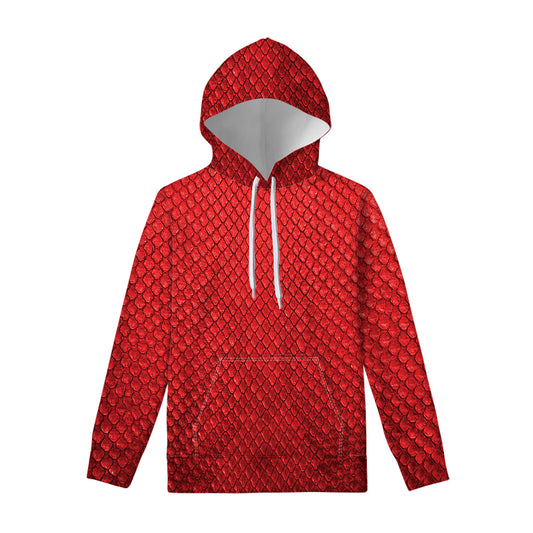 Red Python Snakeskin Print Pullover Hoodie