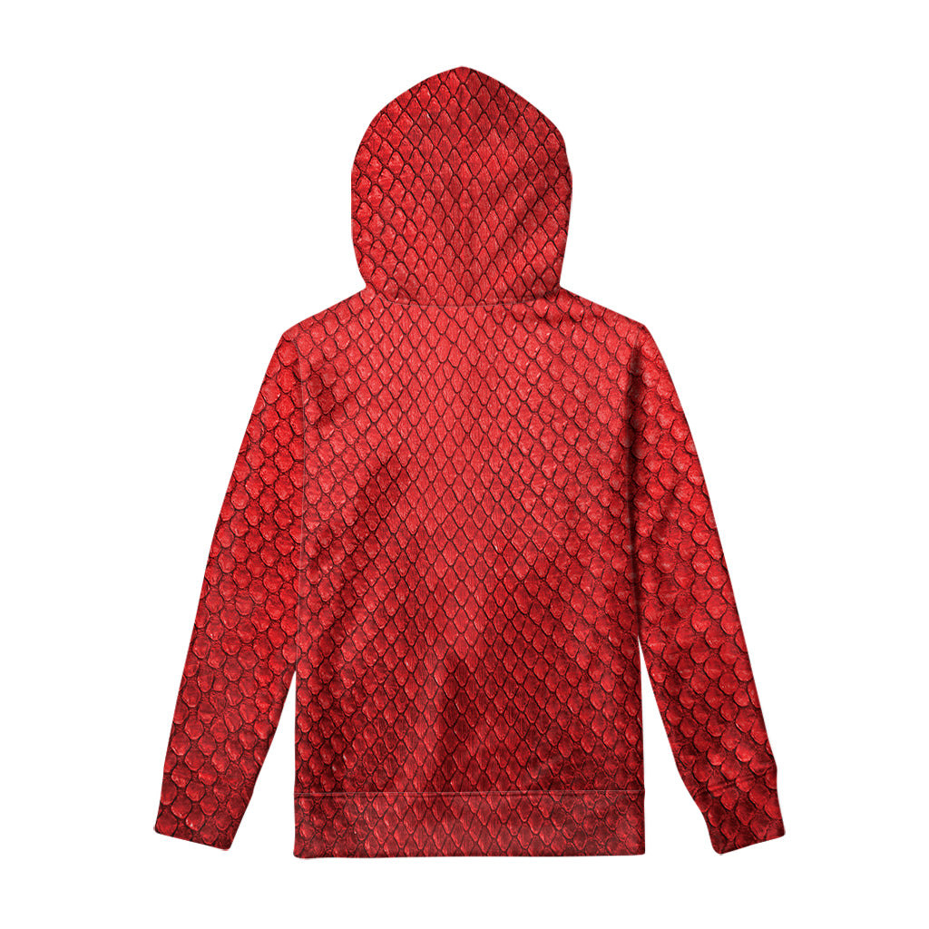 Red Python Snakeskin Print Pullover Hoodie