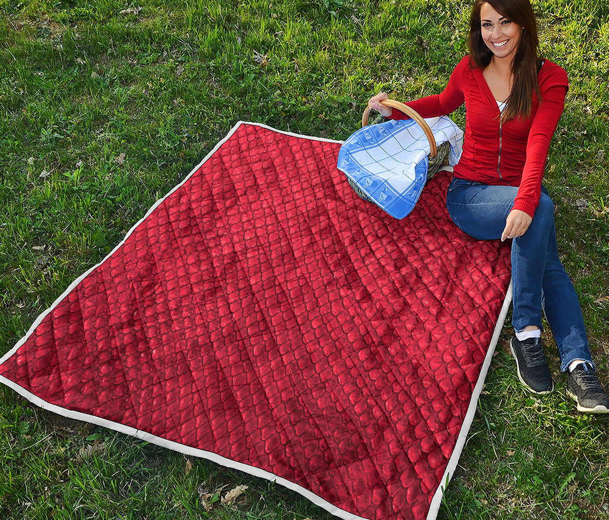 Red Python Snakeskin Print Quilt