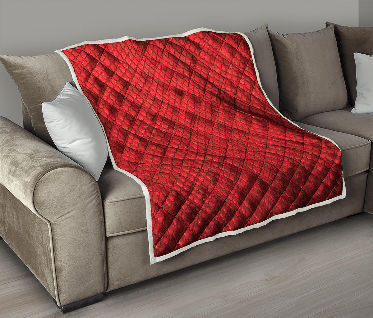 Red Python Snakeskin Print Quilt