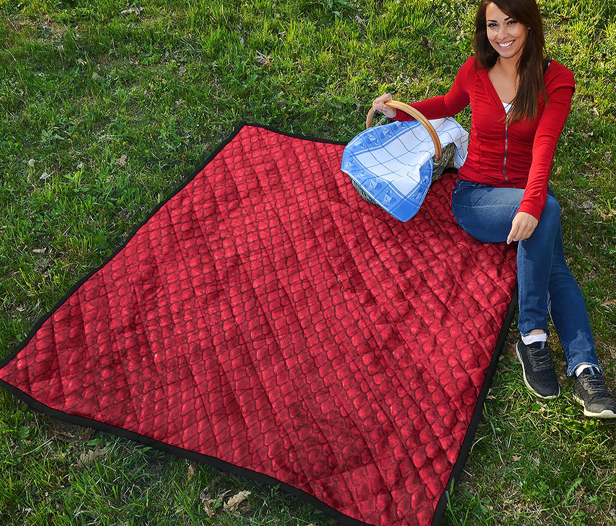 Red Python Snakeskin Print Quilt