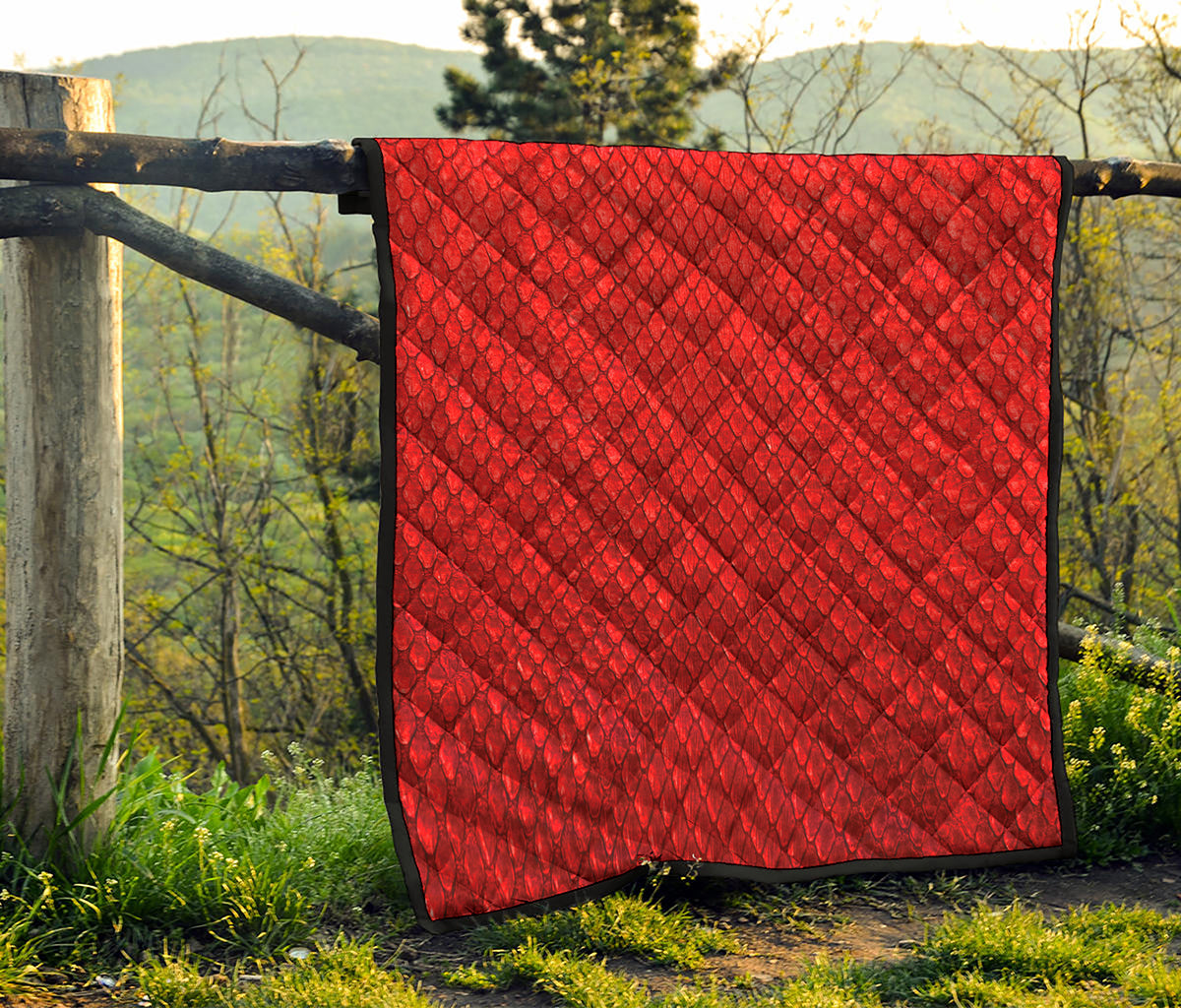 Red Python Snakeskin Print Quilt