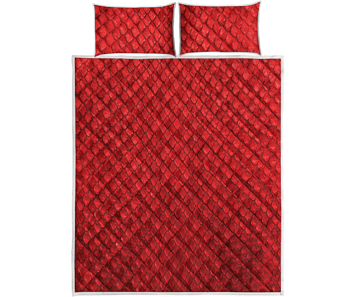 Red Python Snakeskin Print Quilt Bed Set