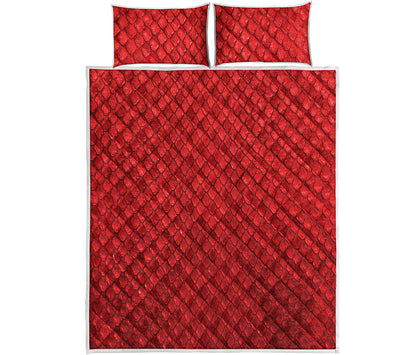 Red Python Snakeskin Print Quilt Bed Set