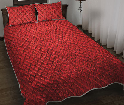 Red Python Snakeskin Print Quilt Bed Set