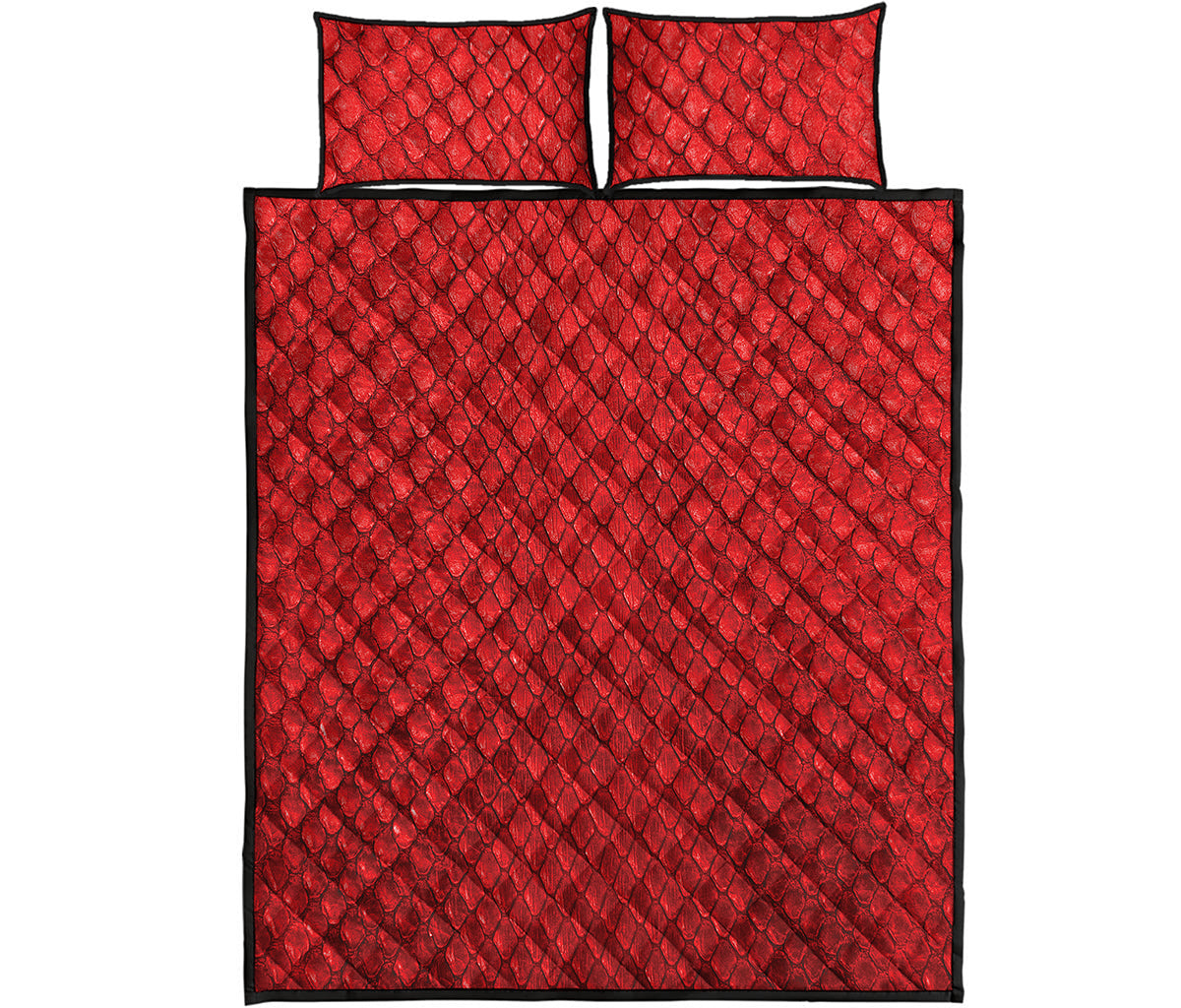 Red Python Snakeskin Print Quilt Bed Set