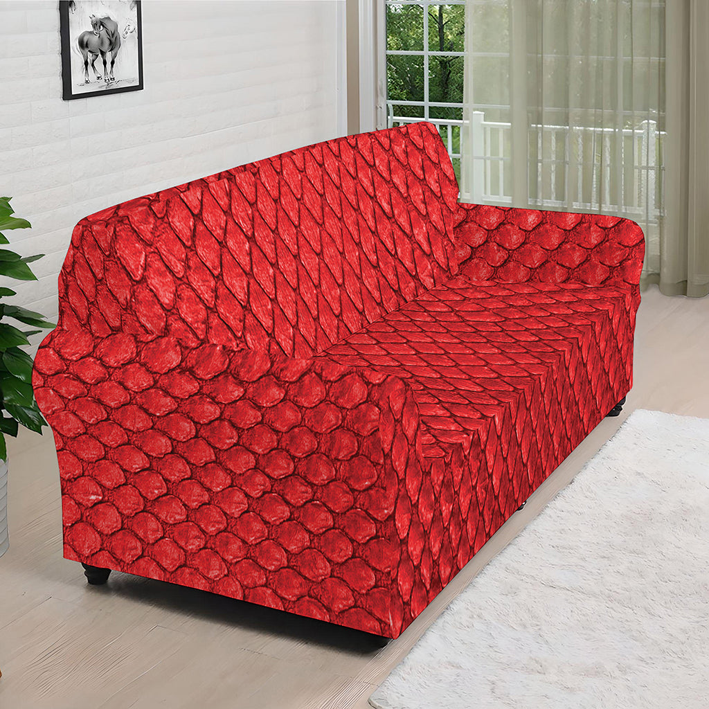 Red Python Snakeskin Print Sofa Cover