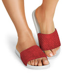 Red Python Snakeskin Print White Slide Sandals